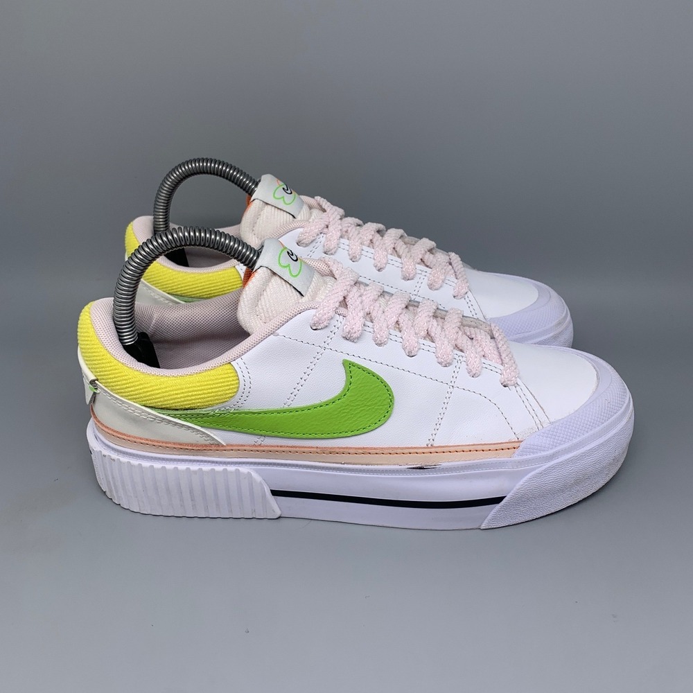 Nike Court Legacy Lift White Green Pink Shoes FD0872-100 Womens Sz 7.5